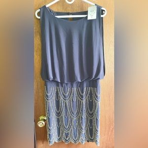 NWT Grey and silver knee length dress. Cache